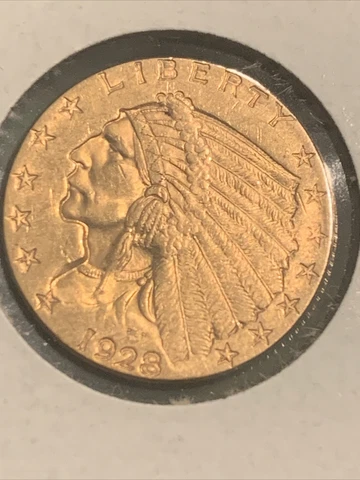 1928 P $2.50 Gold Indian Head Quarter Eagle coin 2 1/2 $ GOOD GRADE ! Cover