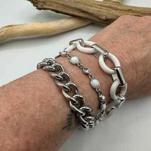 Lia Sophia Wayfarer Three Strand Chain Link Bracelet - Picture 1 of 5