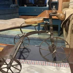 Vintage Rustic Wood Metal Tricycle - Picture 1 of 8