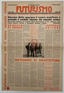 FUTURISMO SETTIMANALE DELL’ARTECRAZIA ITALIANA F.T.MARINETTI A.II° N°27 1933 XI° - Picture 1 of 3