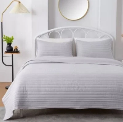 Twin Light Gray Market & Place Ultra Soft Lightweight Microfiber Quilt Set - Image 1 of 4