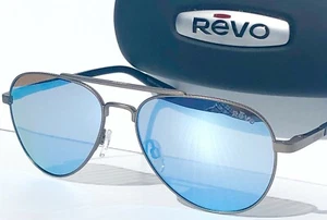 NOWE* REVO Raconteur 2 Gunmetal 57mm Lotnik spolaryzowane niebieskie okulary przeciwsłoneczne 1146 00 BL - Zdjęcie 1 z 12