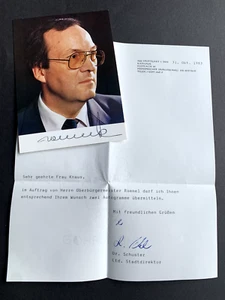 MANFRED ROMMEL (†2013) Oberbürgermeister signed Autogrammkarte 10x15 + Brief - Picture 1 of 2