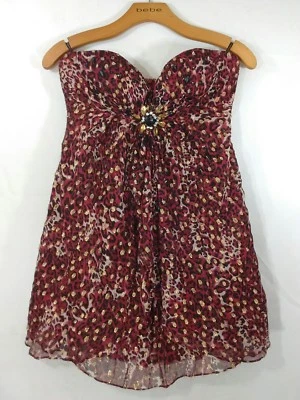 Top corto bebe Bustier - Cuentas lentejuelas puro rojo dorado estampado animal - Para mujer pequeño Foto 1 de 4