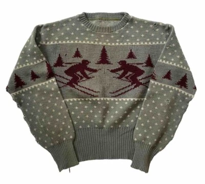 Suéter de malha vintage anos 30 e 40 novidade L ski jantzen campus puritano - Imagem 1 de 4