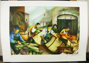 Raymond Poulet Cobre Carpintero Tonel Vino 1980 Estampa Firmada Num 44/250 - Imagen 1 de 6