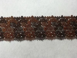 50 CM PIZZO PIZZI MACRAME' MARRONE FESTONATO DECORAZIONE BORDURA SEMILUCIDO - Picture 1 of 1