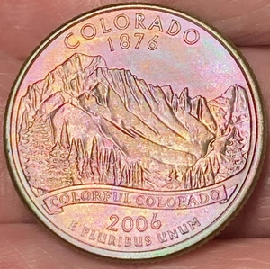 2006-P Colorado State Quarter Beautiful Lustrous Rainbow Toned Coin #40 - Picture 1 of 12