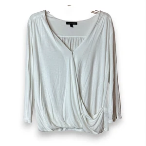 Blusa donna Banana Republic bianca drappeggiata davanti taglia XL manica lunga morbida - Foto 1 di 7