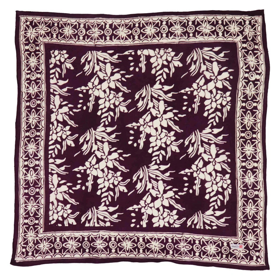Bandana Batik tingida à mão, 100% algodão macio, guirlanda roxa - Imagem 1 de 4