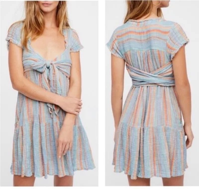 Платье женское Free People One Maia Wrap размер Small прозрачное в полоску струящееся #K13-1 - Изображение 1 из 4