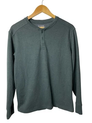 01.Algo Performance Henley Shirt M Short Green Quick Dry Waffle Knit SPF 40 - Image 1 of 4