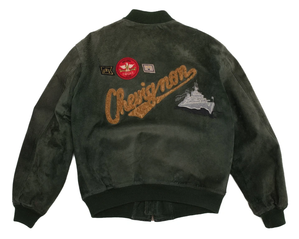 CHEVIGNON Vintage Suede Bomber US Navy Patches - Image 1 of 4