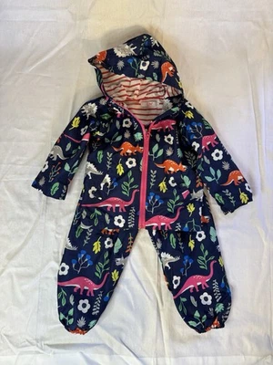 Traje de lluvia dinosaurio azul marino con chaqueta y pantalones 2T Foto 1 de 4