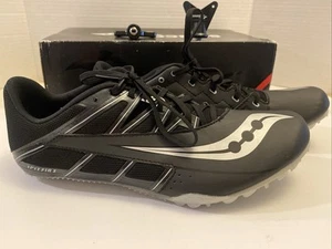 Zapatos de pista Saucony Spitfire 4 negros y plateados para hombre, talla 11,5 nuevos en caja S29034-6 - Imagen 1 de 16