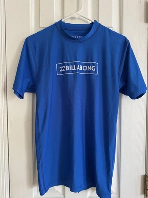 Billabong Blue Rash Guard UVA UVB защита мужская размер S короткий рукав пляжный серфинг - Изображение 1 из 4