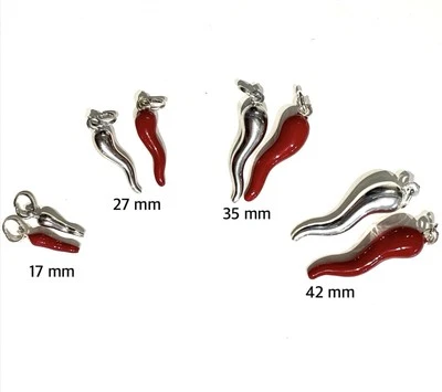 Ciondolo Cornetto Portafortuna Argento 925 | Smaltato o Lucido | Made in Italy - Immagine 1 di 4