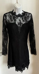 NAF NAF 40s 50s 60s Style Black Classic Vintage Retro Lace Appliqué  Dress S LBD - Picture 1 of 8