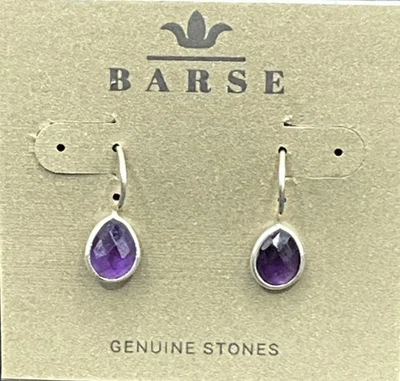 Brincos de lágrima de ametista facetada Barse - Prata - Novo com etiquetas - Imagem 1 de 4