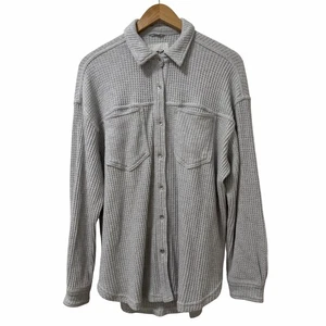 Top donna Aerie oversize waffle maglia con bottoni taglia S grigio pulito ragazza comodo - Foto 1 di 7