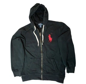 Polo Ralph Lauren vintage rossa cavallo ricamato uomo XLarge nera con cappuccio - Foto 1 di 9