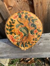 Double sided drum, Crane and Dragon hand-painted on hide, North China Damaged