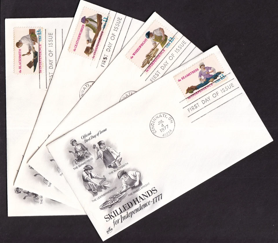 1977 Skilled Hands Revolutionary War Sc 1717-1720 FDCs with ArtCraft cachets - Image 1 of 1