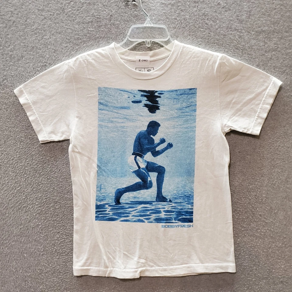 Bobby Fresh Men T-Shirt Small White Muhammad Ali Underwater Logo Graphic READ - Image 1 of 4
