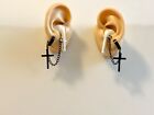 Black Cross Safety Earphone Chain Pair Earrings Jewelry AirPod Earbuds anti loss