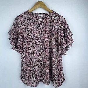MAURICES Gr. M rosa Blumen Pullover Flatterärmel leichtes Shirt Bluse - Bild 1 von 5