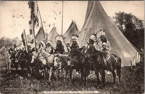 POSTAL DE 1909 INDIOS NATIVOS AMERICANOS CABALLOS LAWTON OKLAHOMA LISTOS PARA LA PERSECUCIÓN - Imagen 1 de 3