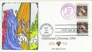 #2871+2871A 29 Cents Traditional Christmas 1994, PUGH Hand-painted Color Cachet - Picture 1 of 1