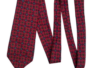 Liberty London Neck Tie Mens Red Medallion Silk Woven - Picture 1 of 5
