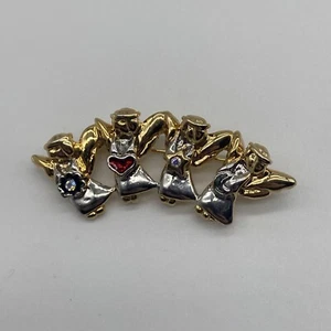 Vintage Gold Silver Tone Angels Brooch Pin - Picture 1 of 4