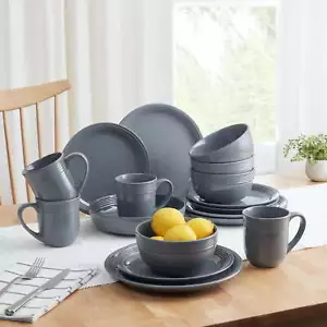 16-Piece Stoneware Dinnerware Set Durable Dinner Service Dishwasher-Safe Kitchen - Picture 1 of 8
