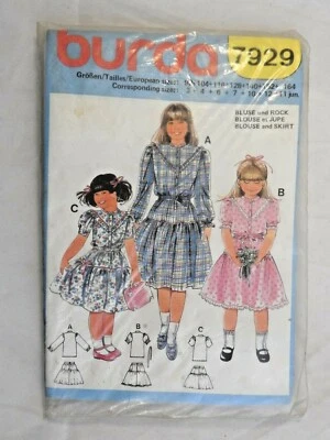 Burda sewing pattern 7929 girls skirt & blouse sz 3 to 11 NEW  - Image 1 of 2