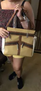 Time And Tru Women's Shoulder Bag Purse Handbag Tan/ Brown Adjustable Strap ~New - Picture 1 of 7