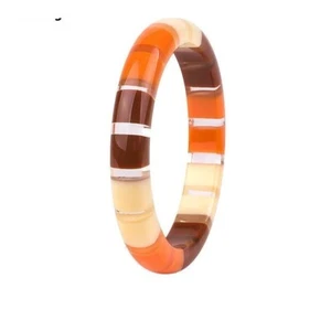 HERBST ACRYL ARMREIF ARMBAND ORANGE BRAUN CREME TRANSPARENT - Bild 1 von 4