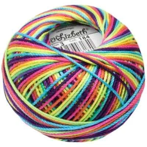 Lizbeth Egyptian Cotton Crochet Thread Size 3 Color 184 Rainbow Splash - Picture 1 of 2