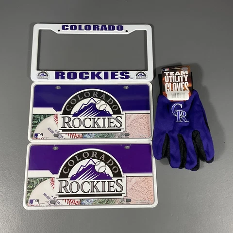 Colorado Rockies MLB Ultimate Fan Gift Lot Gloves, Auto Tag, Auto Tag Frame Cover