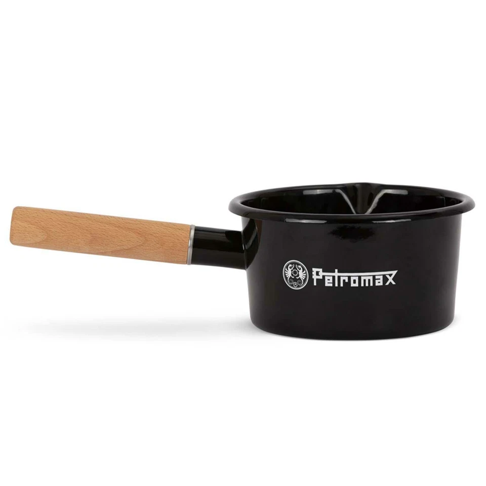 Petromax 1L Emaille Stieltopf mit Holzstiel - Schwarz (4250435/px-panen1-s)