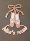 Kids Bedroom Sign Girls Slippers Personalized Laser Cut on Plywood. 13" x 10"