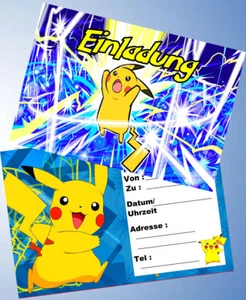 12 Einladungskarten & 12 Umschläge für Geburtstag Pokemon ( 23 ) - Bild 1 von 4