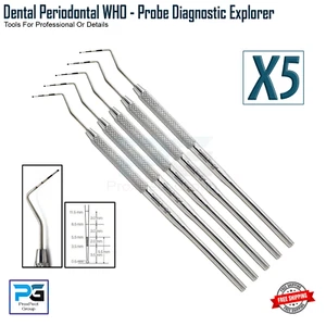 5 X Sondas dentales de la OMS Sonda BPE con extremo de bola Marca Color Recubierto Periodontal Reino Unido - Imagen 1 de 8