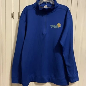 charleston Classic Gildan performance L Large 1/4 zip fleece Blue Long Sleeve - Picture 1 of 7