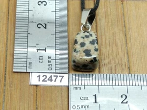 Pendentif JASPE DALMATIEN + cordon reglable mineraux pierre roulée reiki bijou - Picture 1 of 1