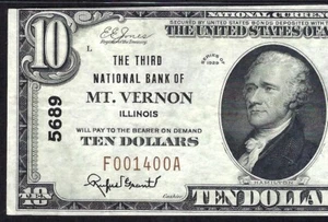 🇺🇸 IL  1929 $10 ♚♚MOUNT VERNON, ILLINOIS♚♚ THE THIRD NB  PMG EXTRE FINE 40 EPQ - Picture 1 of 3