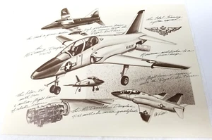 T-45TS Trainer Plane Art Print Drawing McDonnell Douglas 1986 75th Anniversary - Picture 1 of 7
