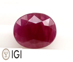 IGI Certified 100% Natural Purplish Red Ruby No Heat Loose Oval Gemstone 4.47 Ct - Picture 1 of 11