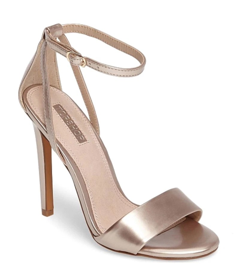 Topshop Raphael Womens UK7 EU40 Metallic Gold High Heel Stiletto Evening Sandals - Image 1 of 1